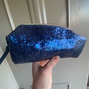 ✨Sparkling Trina Turk Blue Glitter Cosmetic/Personal Item Bag